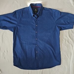 Alquimia Men's Navy Blue Polka Dot Shirt